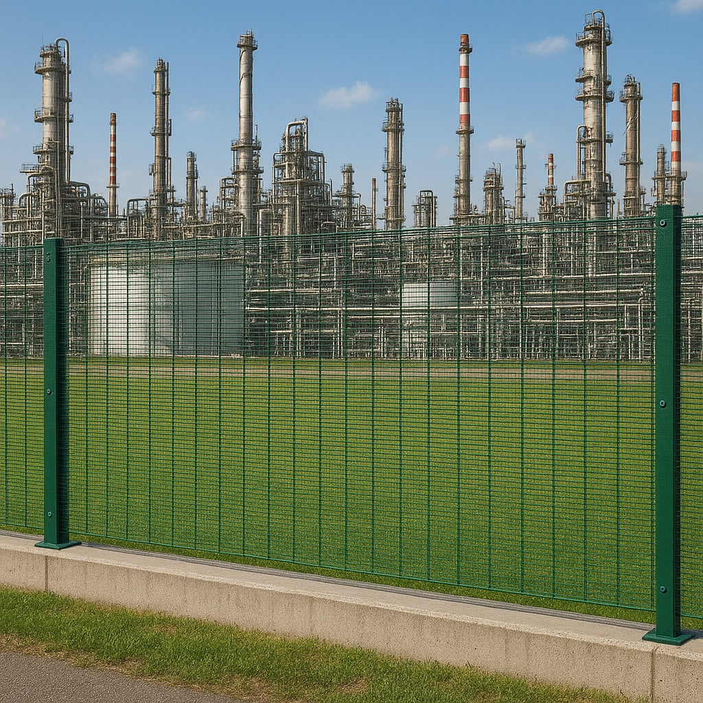 Yüksek güvenlik çiti petrol rafineri çevresinde uygulanmış modeli